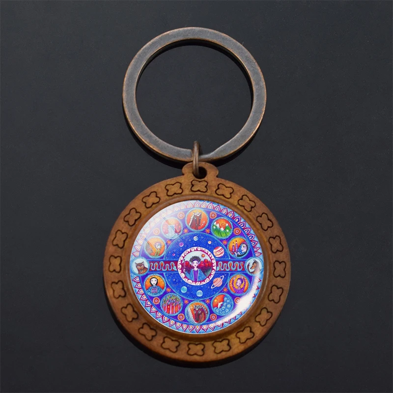 Новый деревянный брелок ручной работы специальный дизайн 12 созвездий Китайский