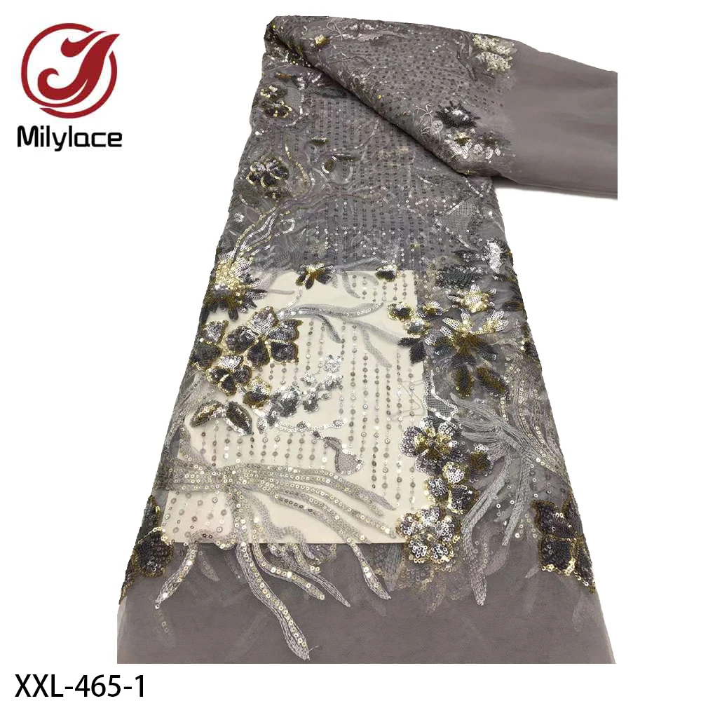 

Африканская Кружевная Ткань 5 ярдов, роскошные разноцветные блестки, сетчатый кружевной материал, нигерийские Ткани для вечернего платья