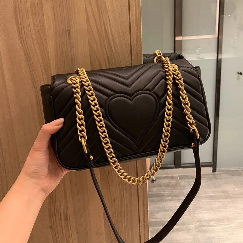 

Bags For Women Quilted Leather Bag With Chain Black Single Shoulder Marmont Bags Female Designer Handbags GG Messenger Bag