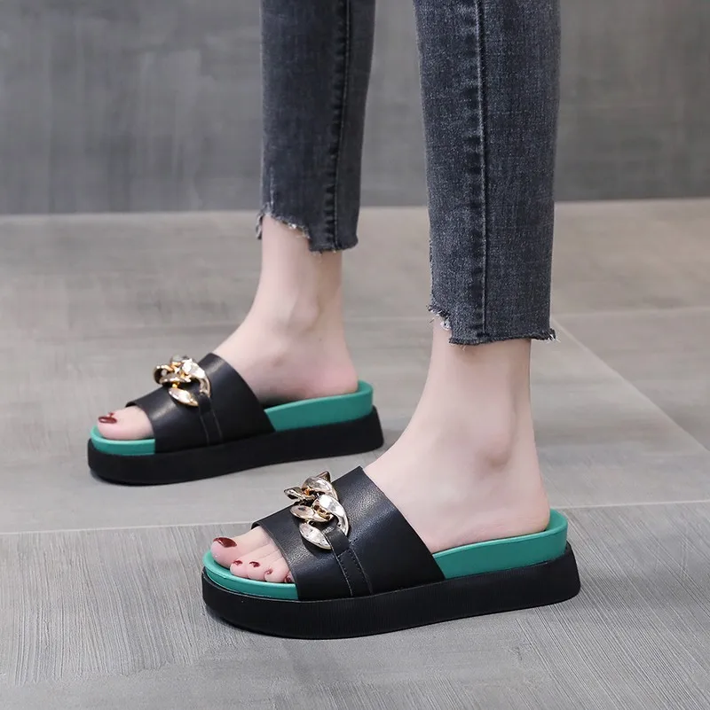 TGHDOF Sandals Female Summer House Women's Fashion Casual Korean Sandal Soft Home And Comfort Beach Flat Slippers For Women 40
