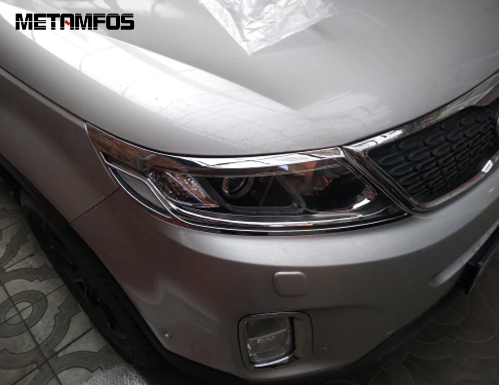 Хромированная накладка на переднюю фару для Kia Sorento SUV 2014 2015|hood cover|head light coverkia sorento