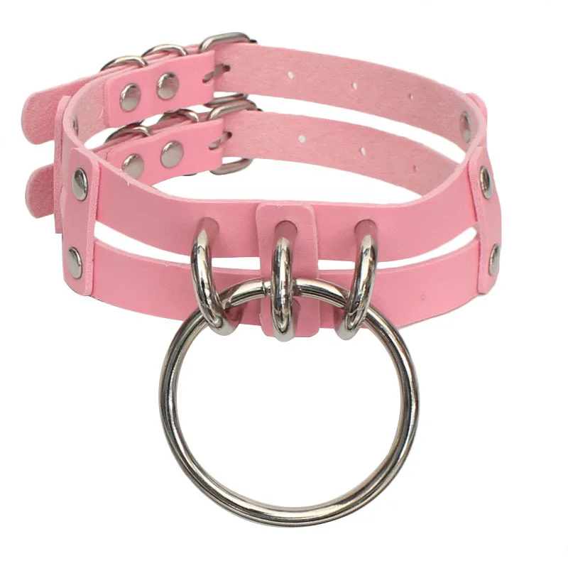 Кожаные Чокеры Egirl для женщин в стиле Харадзюку панк большой круглый кулон