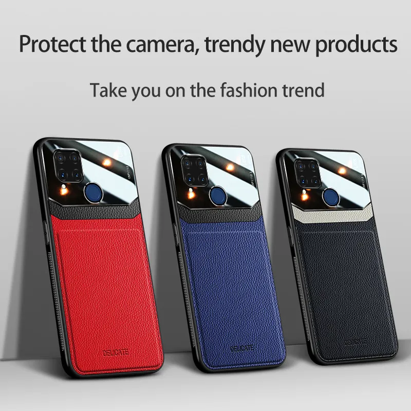 Чехол для OPPO Realme C15 чехол из зернистой кожи в стиле ретро C3 C11 зеркальная задняя