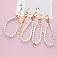 cute peal girly heart pearl keychain queen style alloy key chain fashion women men mobile phone case bag pendant keyring jewelry
