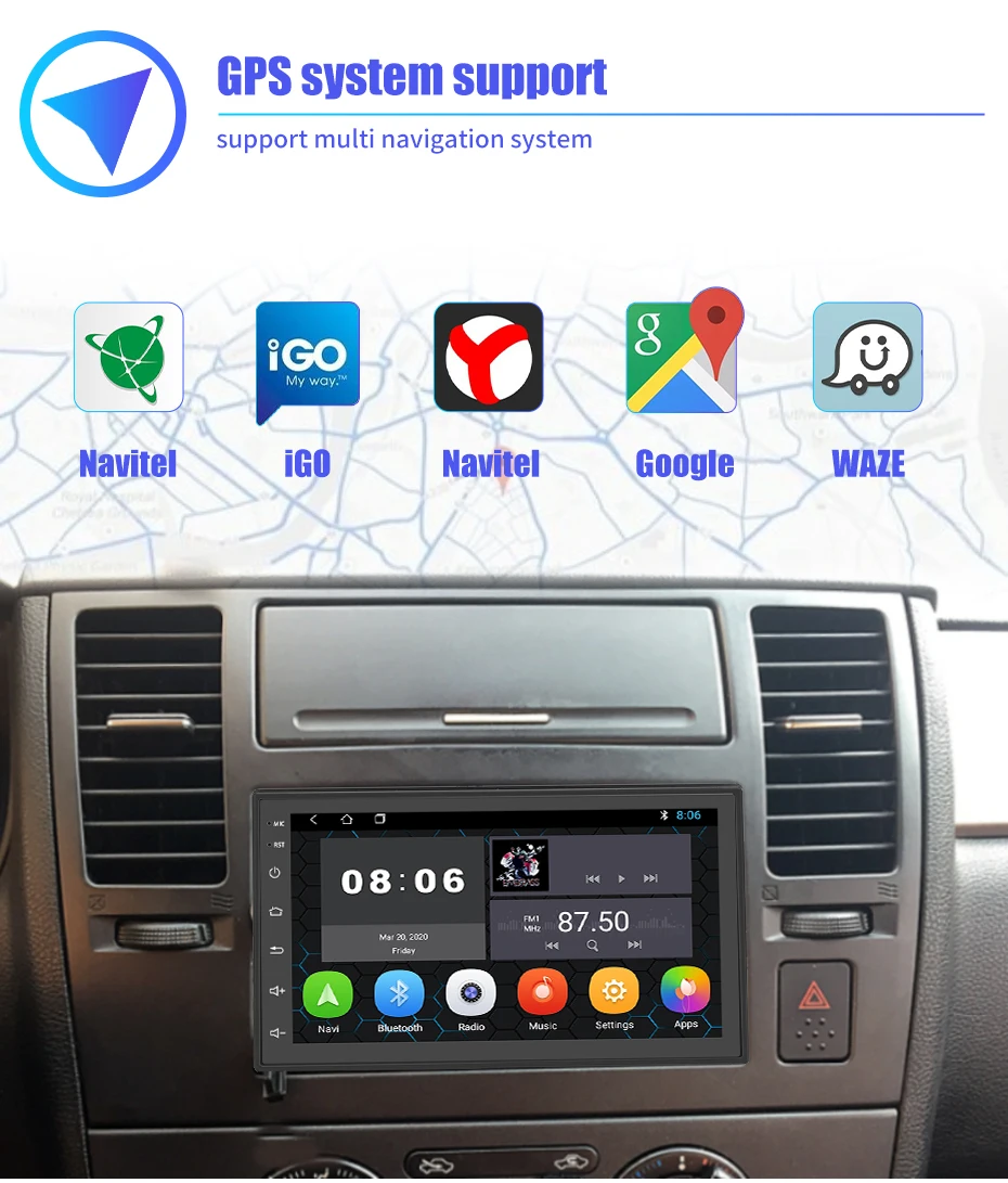 GRANDnavi 2din Android GPS Car Radio 2.5D Touch Screen Car Multimedia Player Navigation Autoradio 2Din For Toyota Nissan Hyundai alpine car audio