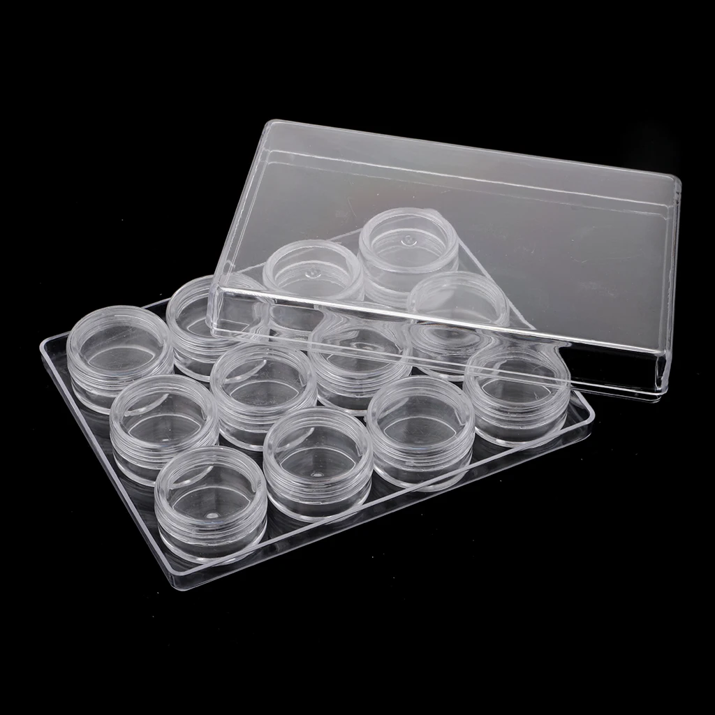 

12 Slot Clear Jewelry Beads Rhinestones Storage Case Box