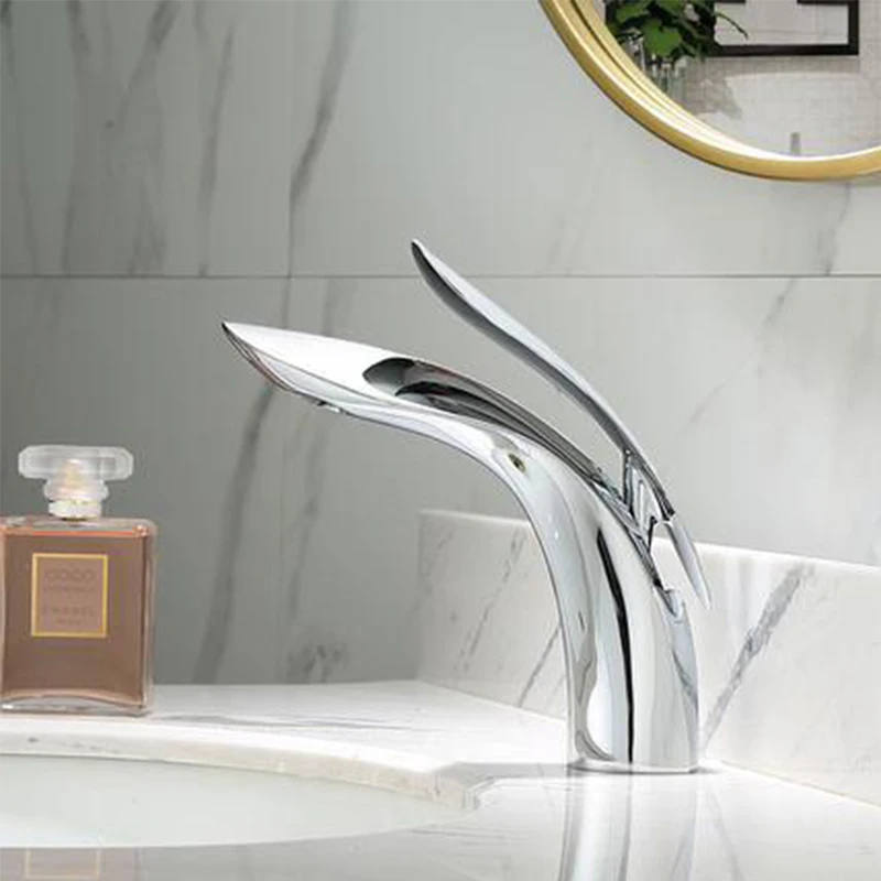 

Basin Faucets Modern Gold Bathroom Faucet Waterfall Single Hole Cold and Hot Water Tap Basin Faucet Mixer Taps