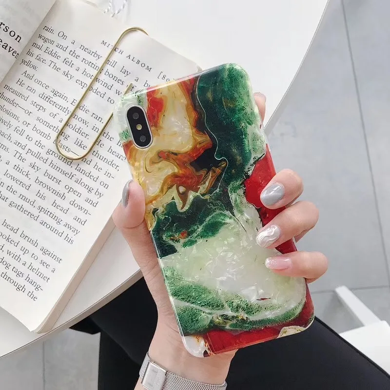 Роскошные Бронзовые красивые мраморные чехлы для телефонов iPhone X мягкий