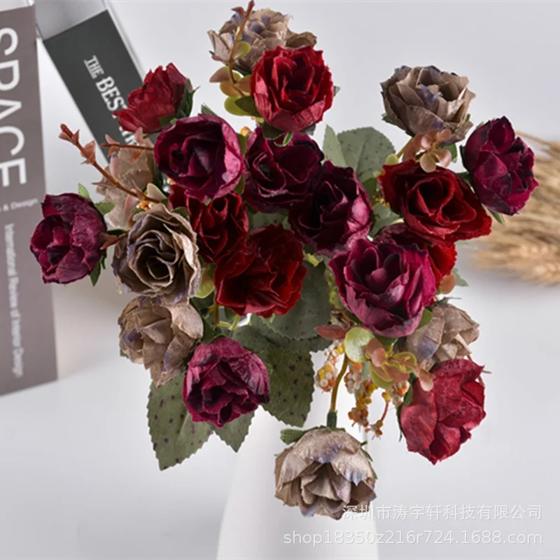 

7 Forks 21 Flowers Diamond Small Rose Simulation Flower Home Decoration Artificial Flower European Simulation Small Rose