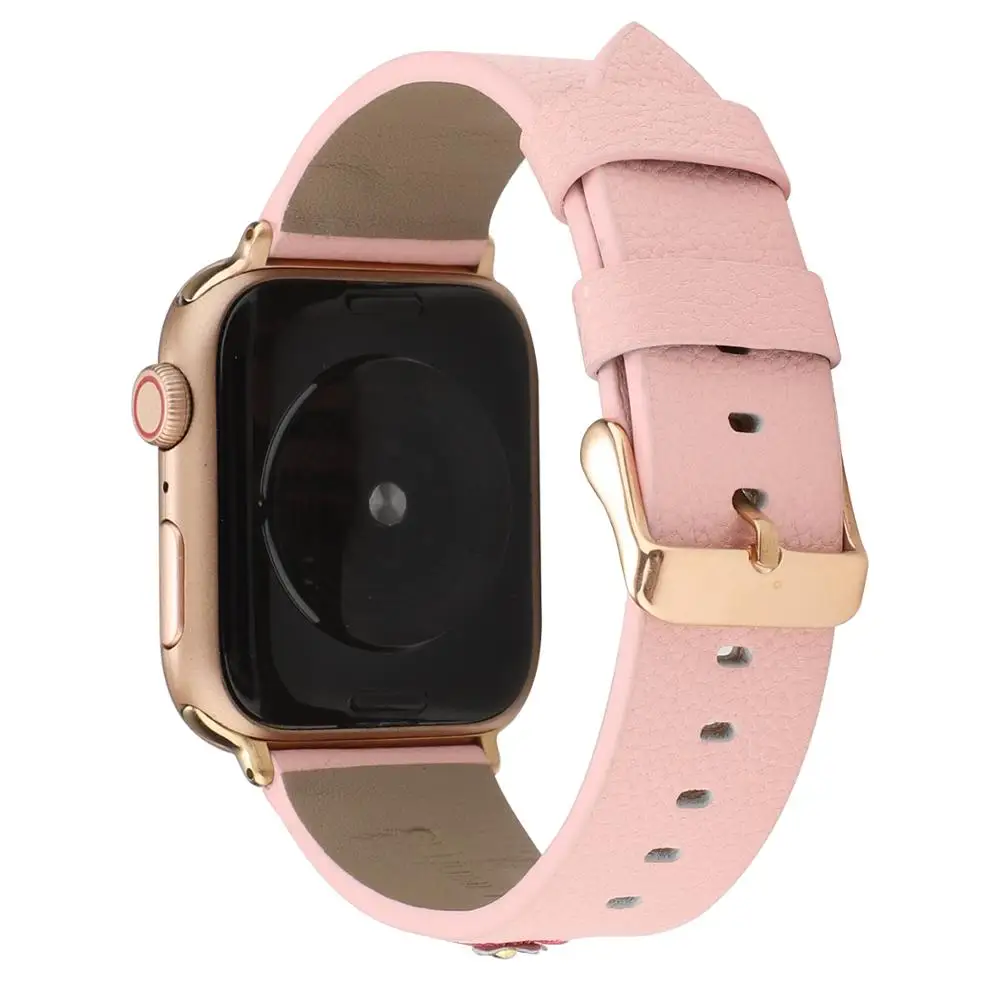 Кожаный ремешок для наручных часов apple watch версии 5 4 3 2 1 вышитые стиль спортивный