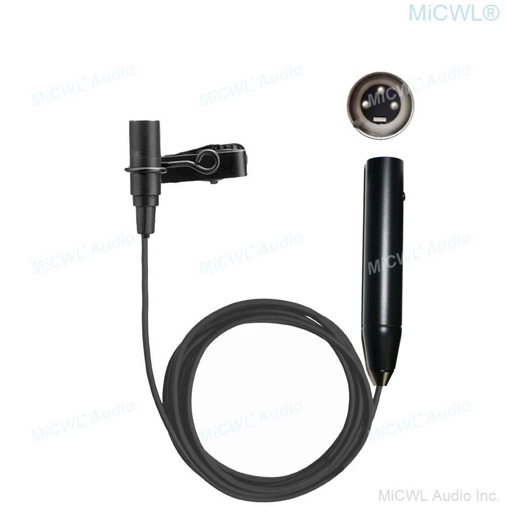 MiCWL XLR 48 В фантомное питание 3Pin петличный микрофон зажим для галстука 5 м провод