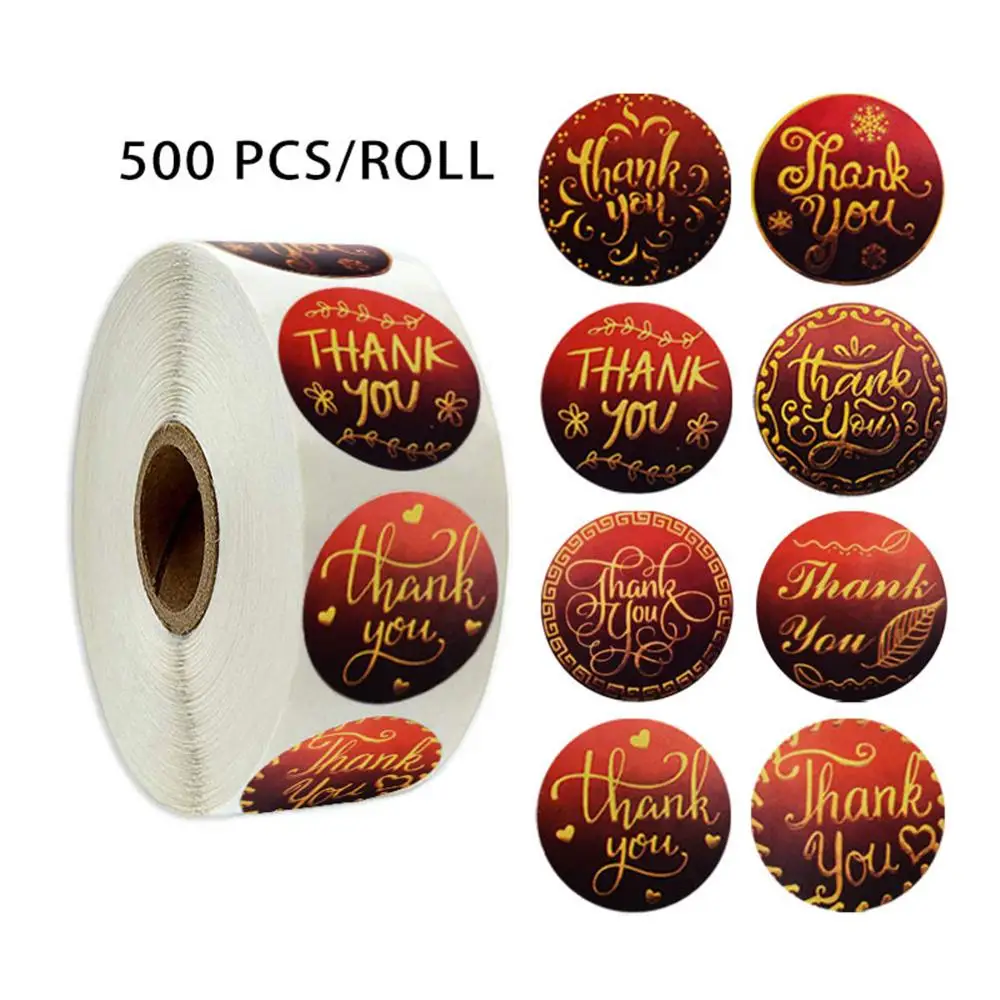 

500pcs/roll Cute Thank You Stickers for Seal Labels 1 inch Gift Packaging Stickers Birthday Party Offer Sationery Sticker