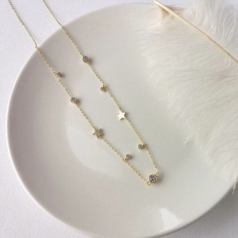 

Pendant 925 Sterling Silver Necklace For Women Zircon Chain Dainty Colares Compridos Chain Joyas Cadenas De Plata 925 Mujer