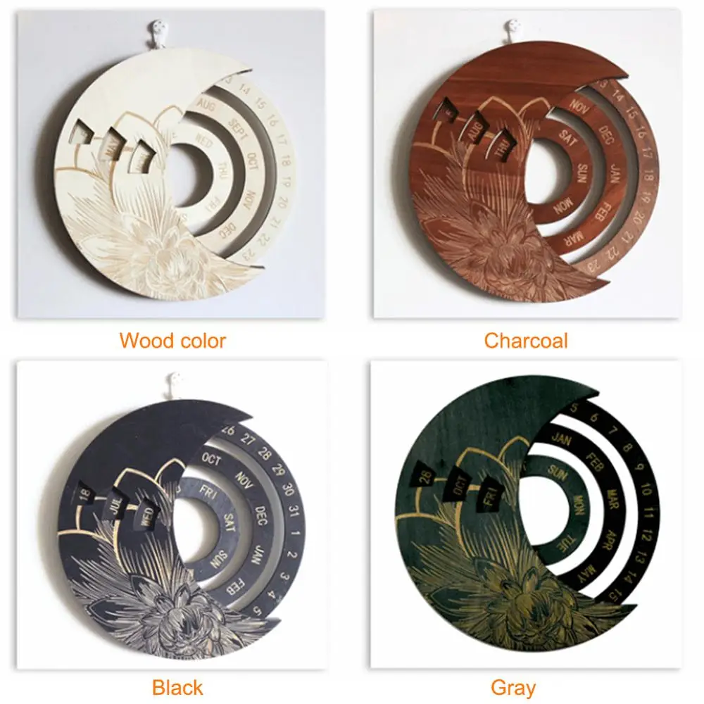Деревянный Круглый вечный календарь креативный деревянный настенный настенные