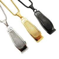 316l stainless steel creative 3d barber hair shaver pendant necklace hair salon hair dresser fashion jewelry necklace