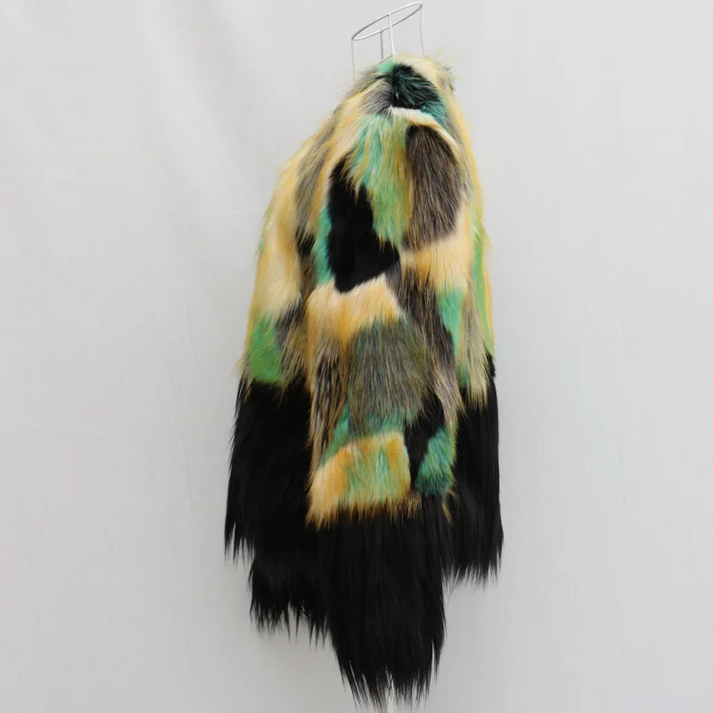 S/9Xl женские лоскутные куртки из искусственного меха большого размера пальто