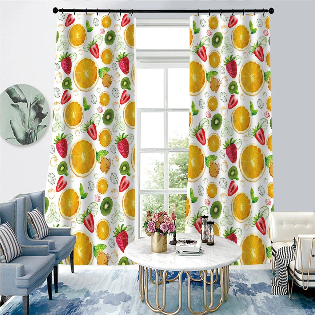 

Modern Printed Blackout Curtains for Living Room Bedroom Fruit Printing Window Treatment Room Darkening Drapes Kitchen Panel