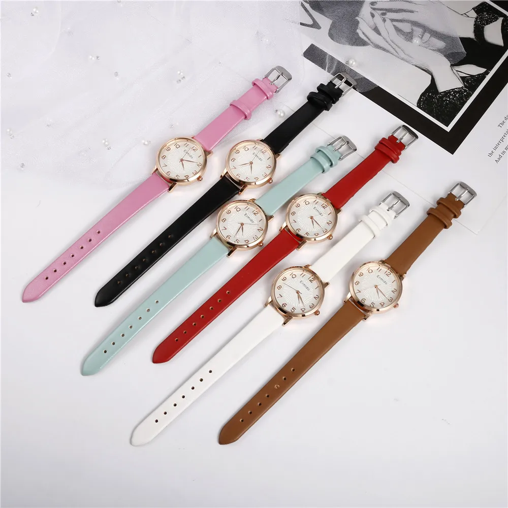 

Fashion Casual Vintage Leather Women Watches Number Dial Simple Ladies Quartz Wrist Watches Rose Gold Pointer Woman Clock Reloj