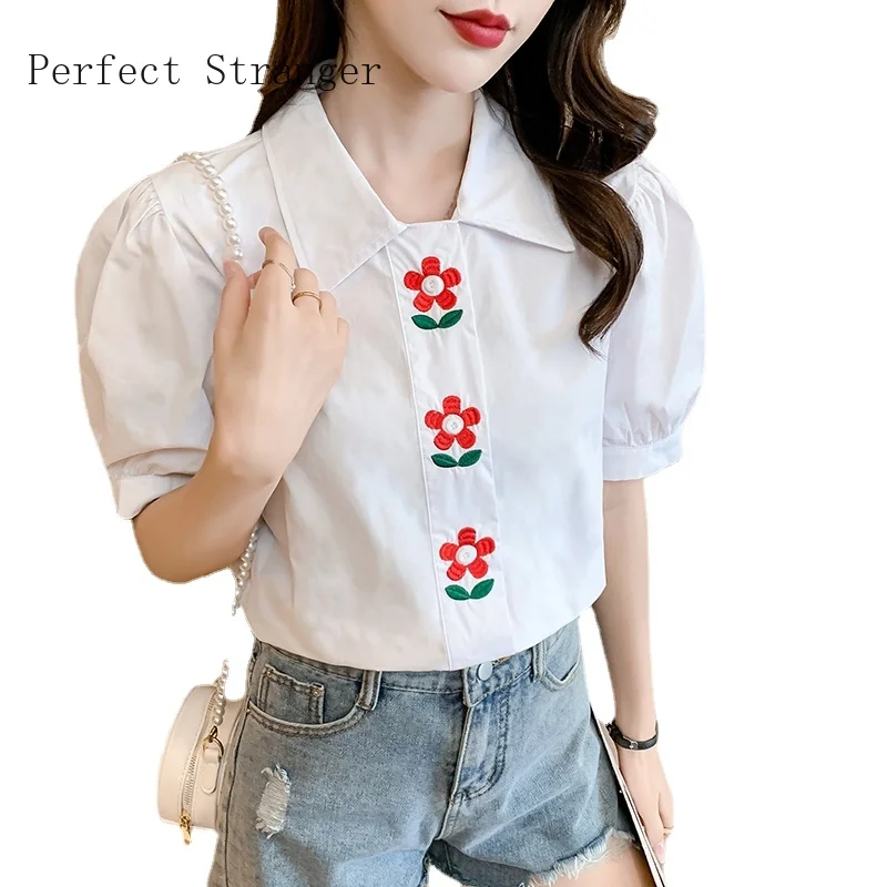 

2021 Leisure Womens Tops and Blouses Short Sleeve Shirts Women Chiffon Women's Blouse Hot Sale Top Female