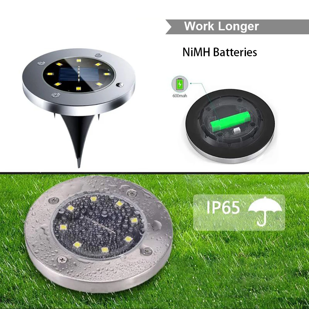 Солнечный подземный светильник водонепроницаемый садовый дорожный для двора
