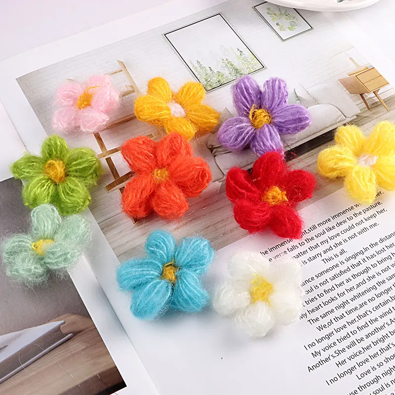 1 шт. ручная работа элегантная мохеровая плюшевая пушистая нить Цветочная Брошь