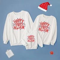 family matching outfit happy new year 2022 sweatshirt christmas clothes father son mother daughter long sleeve shirt family look