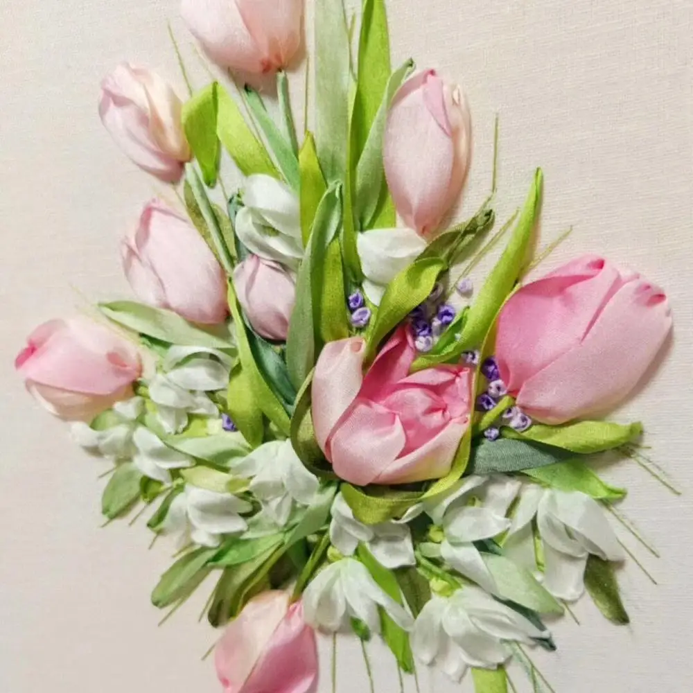 7 мм разноцветная вышитая лента из 100% чистого шелка тонкая тафта