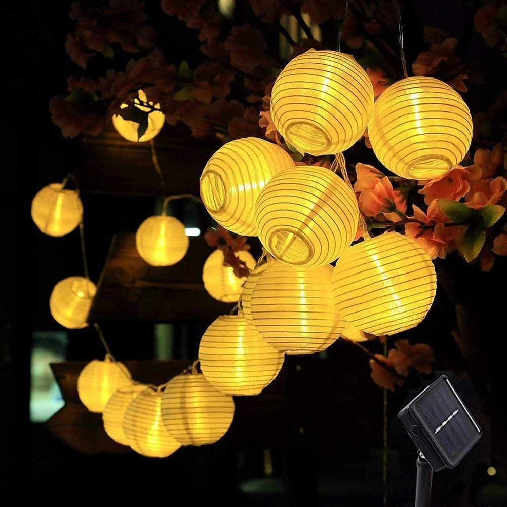 

10/20/30 LED Solar Lantern String Light Strings Outdoor Hanging Lantern Fairy Lamps Festival Decor for Garden Yard Patio Balcony