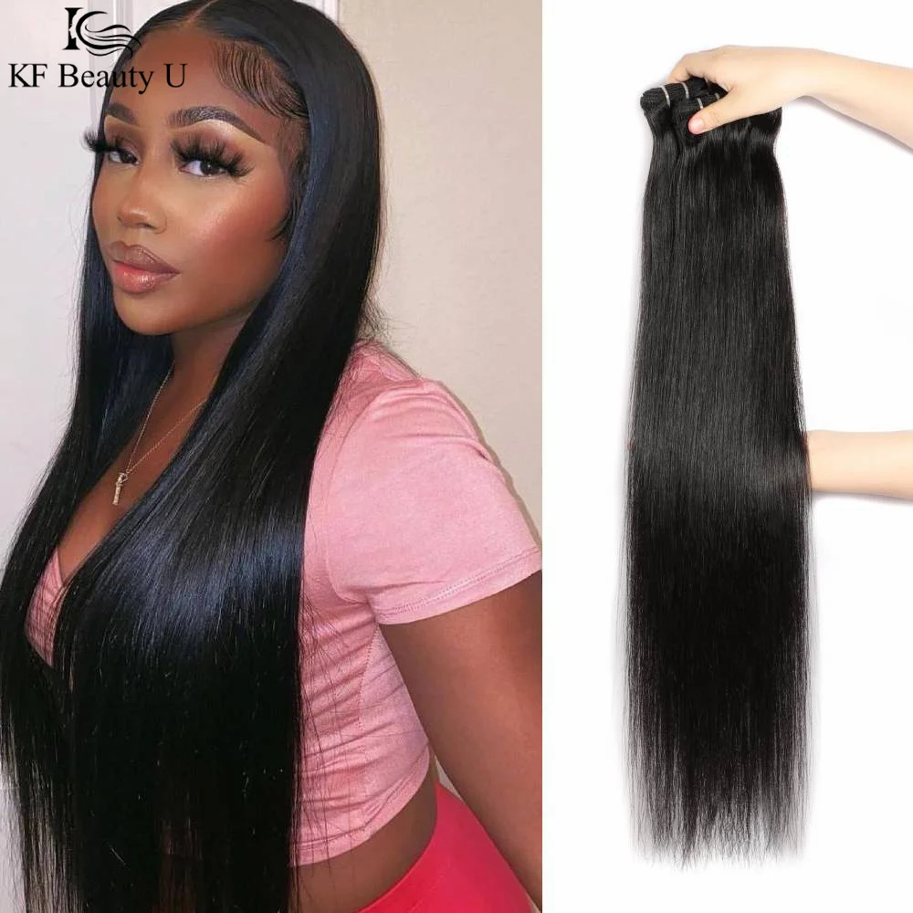 Прямые человеческие волосы 30 дюймов пучки для чернокожих женщин 3/4 шт. перуанские