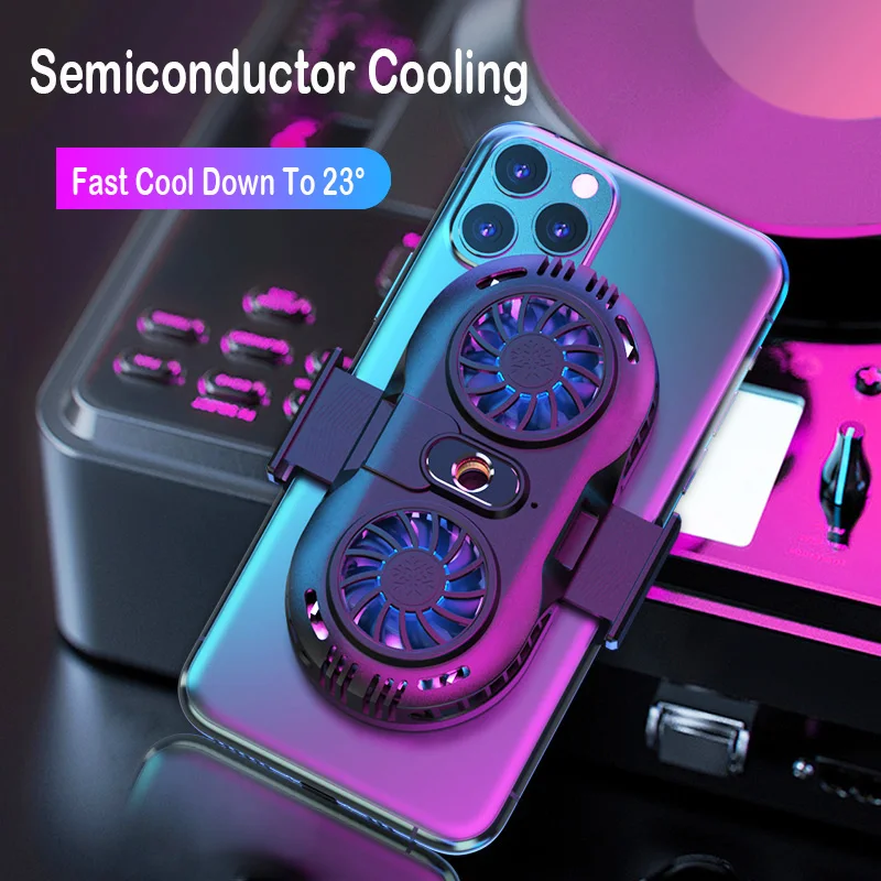 

2021 Double Fan Phone Radiator Phone Holder Cooling Pad Gamepad Controller Heat Sink For Xiaomi Huawei Iphone Android For Pubg