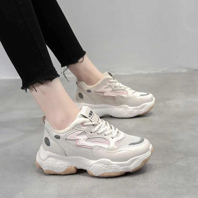 Yalnn/женская модная обувь меховые кроссовки повседневная зимние женские на