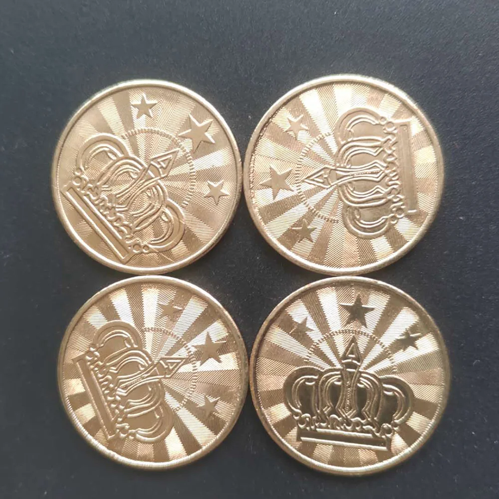 

100pcs 25*1.85mm Game Token Brass Arcade Game Coin Pentagram Crown Tokens