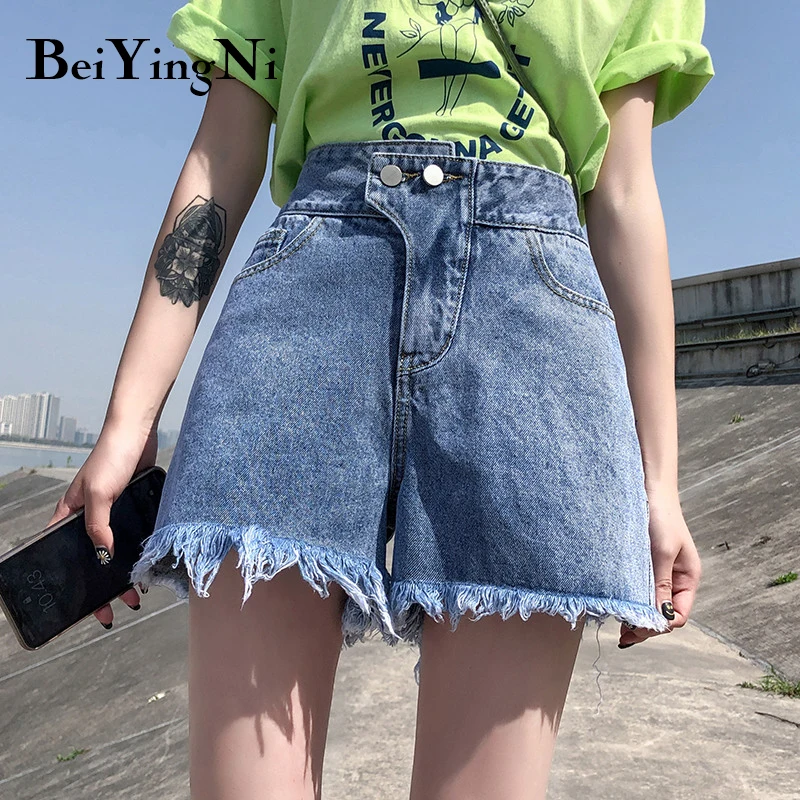 

Beiyingni Wide Leg Denim Shorts Women Buttons Korean Student Vintage Harajuku Classic Shorts Casual Large Size Shorts Womans OL