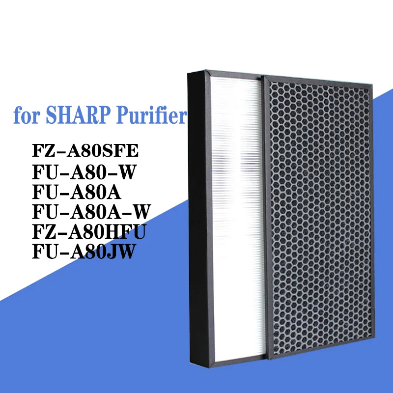 FZ-A80SFE Замена H13 угольным HEPA фильтры для Sharp FU-A80-W /FU-A80A / FU-A80A-W FZ-A80HFU/FU-A80JW Воздухоочистители Запчасти комплект из 2 предметов