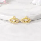 Латунные подвески с циркониевыми глазами, с отверстием 704 мм, 24 к золотого цвета, 6 шт., фурнитура для изготовления ювелирных изделий сделай сам, 9 х14 мм, 1,5 мм