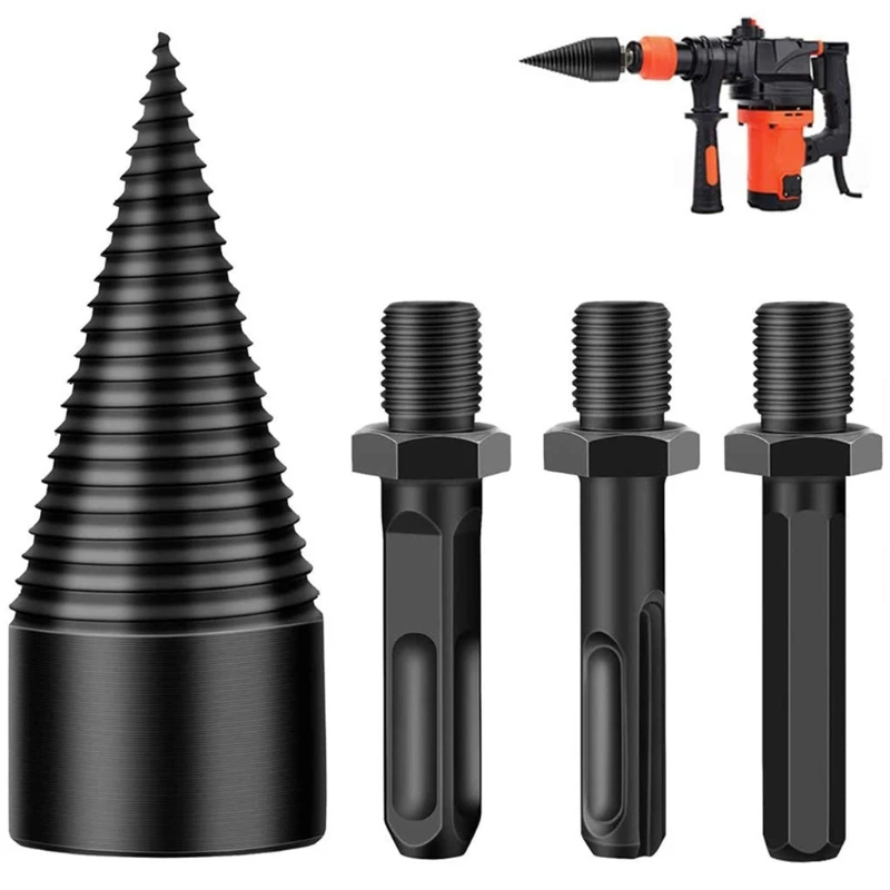 

Hexagonal Wood Splitting Impact Drill Bit High Hardness Firewood Log Splitter Removable Heavy Duty Drill Screw Cone Driver