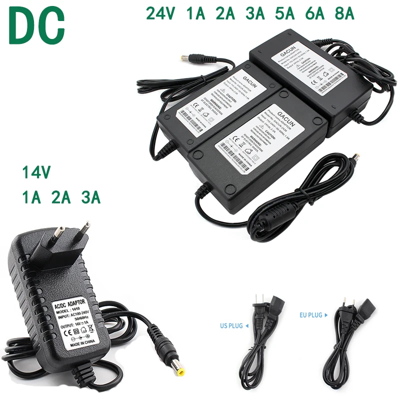 Универсальный адаптер питания AC DC 24V 14V 1A 2A 3A 5A 6A 8A светодиодное освещение