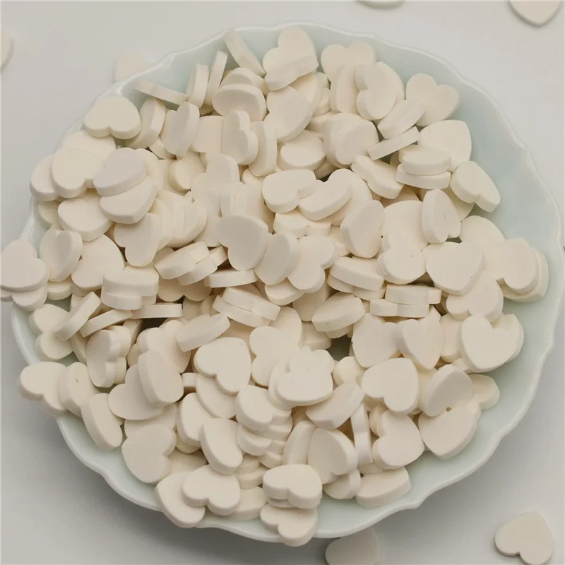 White 300 шт.(50 г) 8 мм полимерные Горячая полимерная глина, с милыми сердечками для ремесленничество, сделай сам, конфетти Slime украшения - Цвет: White