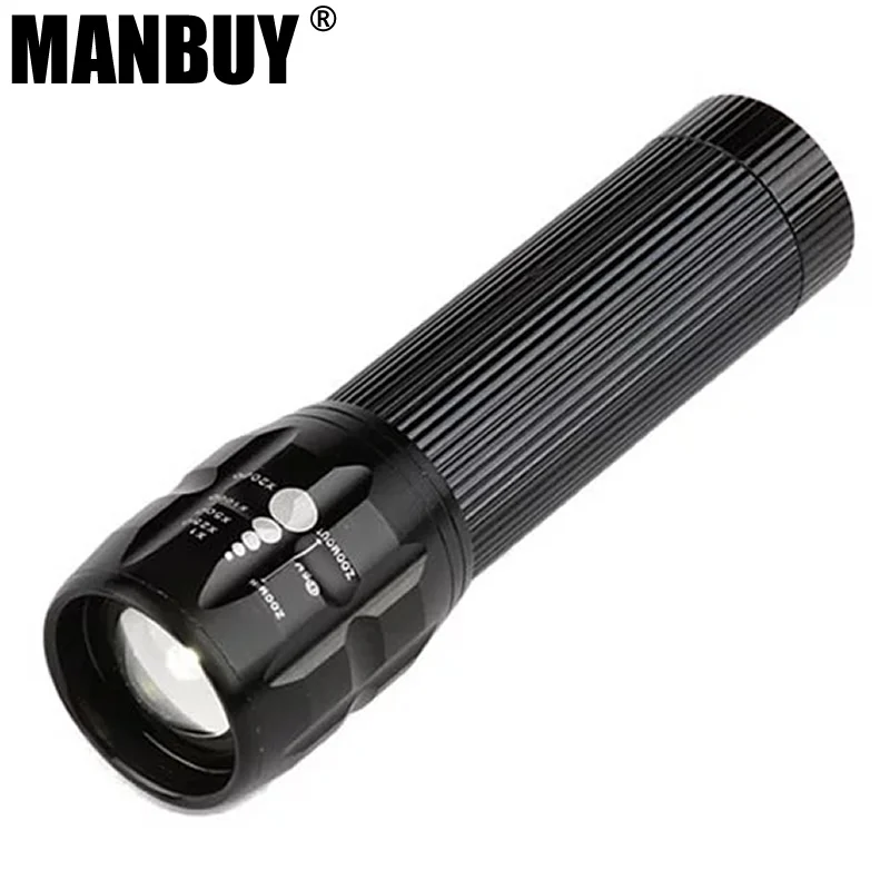 2020 MANBUY Q5M фонарик без аккумулятора 18650 светодиодный поворотный неполярный зум