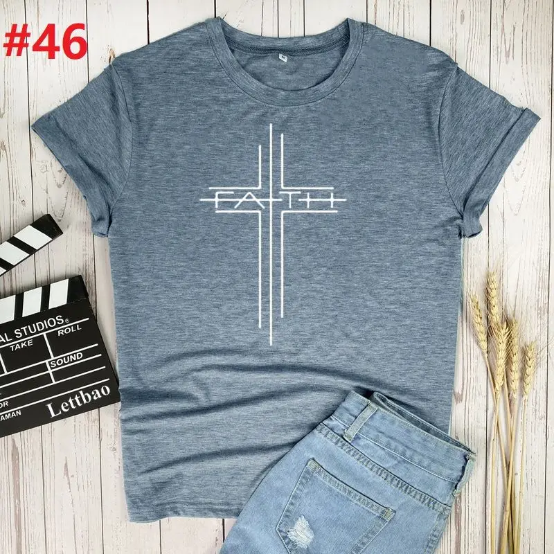 

Faith Letter Tshirt 2021 Summer O-Neck Women T-Shirt Plus Size Printed High Quality Short Sleeve T Shirt summer top dropshipping