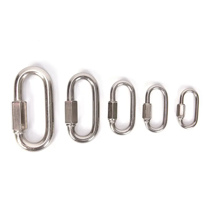 

1pc Stainless Steel Chain Quick Link Oval Thread Carabiner Chain Connector Keychain Buckle Locking Carabiner M4 M5 M6 M8