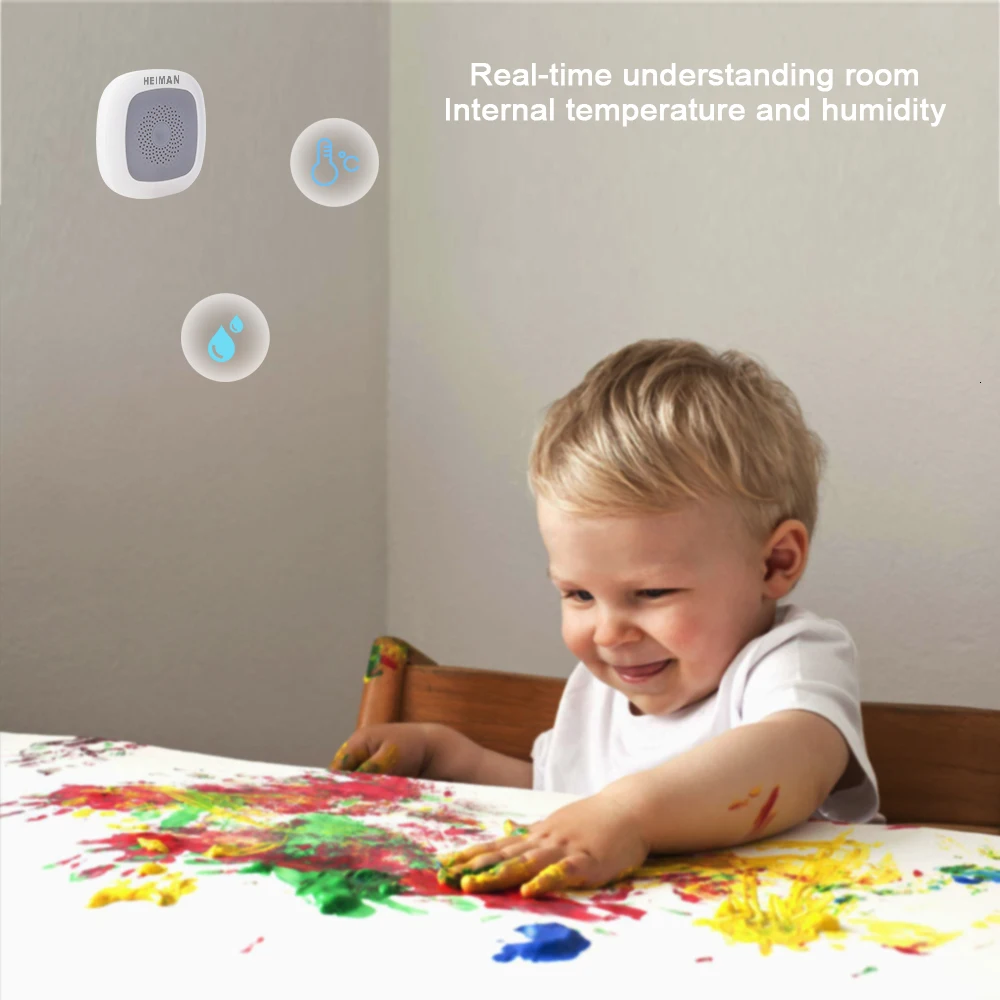 HEIMAN 4pcs Z-wave Temperature &amp Humidity sensor temp monitoring moisture Z wave 868MHz fire alarm smart heat detector - купить по