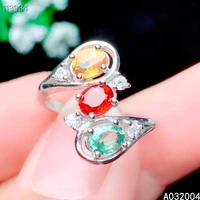 kjjeaxcmy fine jewelry 925 sterling silver inlaid natural colored sapphire new female ring woman girl miss support detection