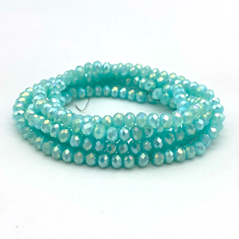 

2 3 4 6 8mm Faceted Round Glass Crystal Beads Light Blue Plated Loose Beads for Jewelry Making DIY Bracelet Accessories