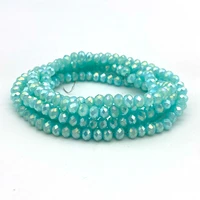2 3 4 6 8mm faceted round glass crystal beads light blue plated loose beads for jewelry making diy bracelet accessories