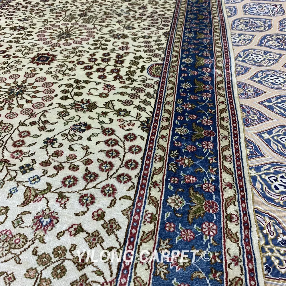 Yilong 3 'x 5' персидский Шелковый бежевый ковер ручные узелковые типы восточных