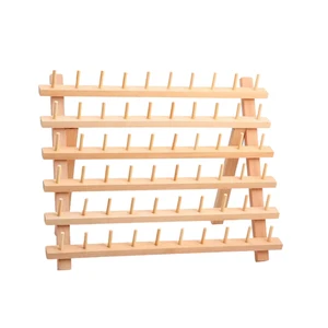60-Spool Thread Rack Sewing Embroidery Organizer Natural Wood for Sewing, Quilting, Embroidery, Hair