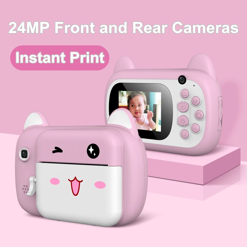 

Kids Digital Video Camera Toys For Kids Cute Children's Toy Camera 1080P Dual Cameras 2.4inch IPS Color Screen Instant Camera