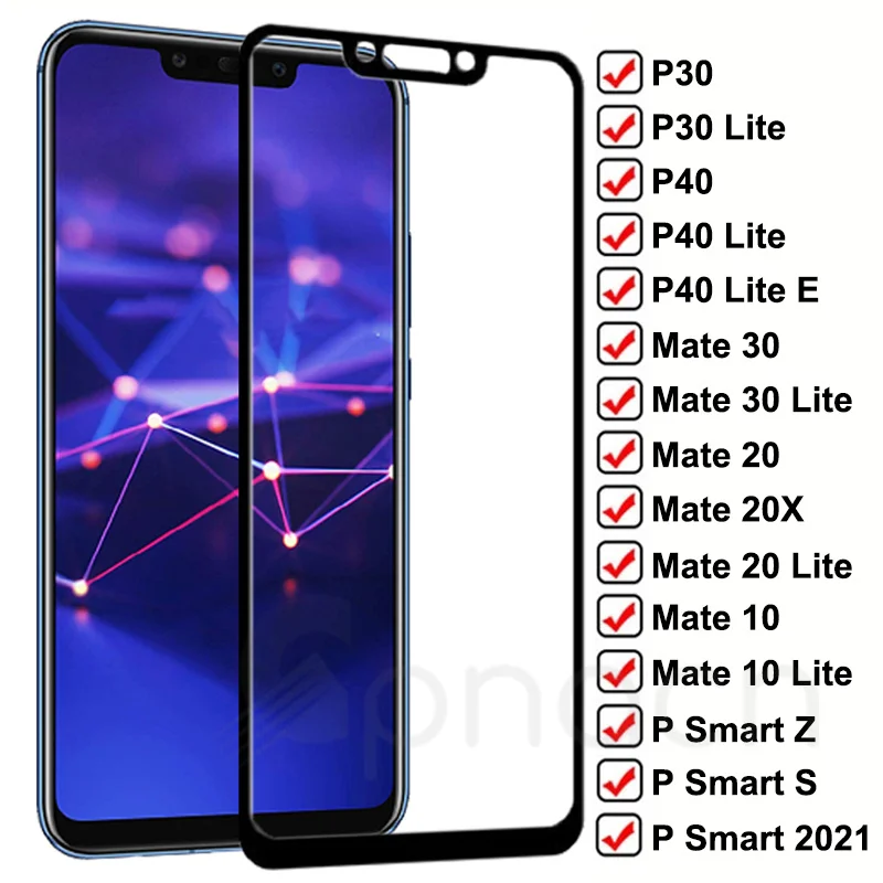 

9D Protective Glass For Huawei Mate 30 20 10 Lite 20X Screen Protector on Huawei P30 P40 Lite E P smart Z S 2019 2020 Glass Film
