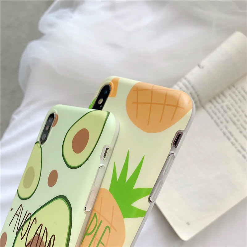 IUENUA Pineapple Avocado Case For iPhone XS MAX X XR Cover 7 8 Plus 6 S Cute Fruit Soft Silicone Phone |